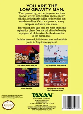 Low G Man - The Low Gravity Man (USA) box cover back